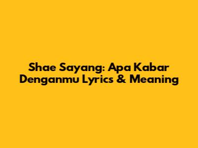 Shae Sayang: Apa Kabar Denganmu Lyrics & Meaning