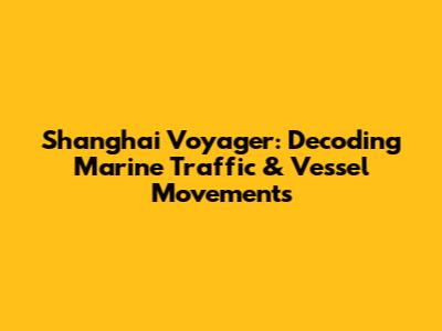 Shanghai Voyager: Decoding Marine Traffic & Vessel Movements