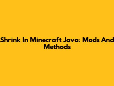 Shrink In Minecraft Java: Mods And Methods
