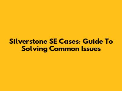 Silverstone SE Cases: Guide To Solving Common Issues