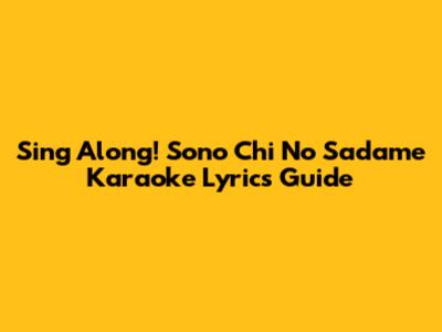 Sing Along! Sono Chi No Sadame Karaoke Lyrics Guide