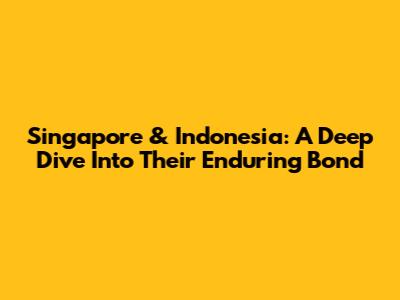 Singapore & Indonesia: A Deep Dive Into Their Enduring Bond