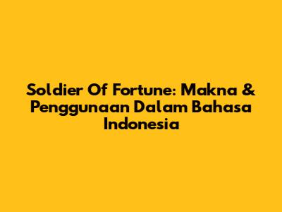 Soldier Of Fortune: Makna & Penggunaan Dalam Bahasa Indonesia