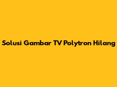 Solusi Gambar TV Polytron Hilang