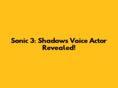 Sonic 3: Shadow's Voice Actor Revealed!