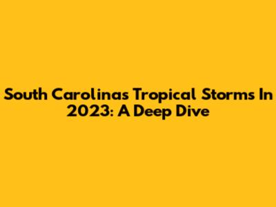 South Carolina's Tropical Storms In 2023: A Deep Dive