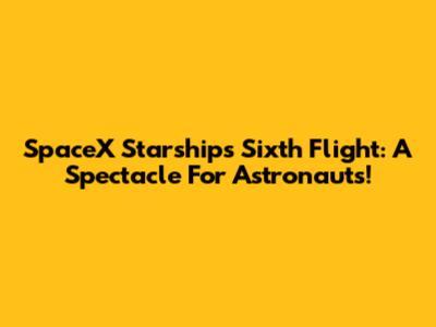 SpaceX Starship's Sixth Flight: A Spectacle For Astronauts!