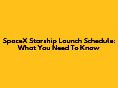 SpaceX Starship Launch Schedule: What You Need To Know