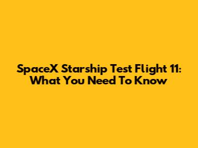 SpaceX Starship Test Flight 11: What You Need To Know