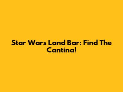 Star Wars Land Bar: Find The Cantina!