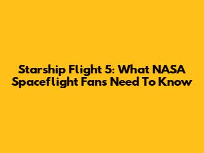 Starship Flight 5: What NASA Spaceflight Fans Need To Know