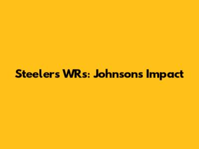 Steelers WRs: Johnson's Impact