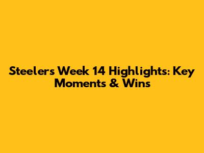 Steelers Week 14 Highlights: Key Moments & Wins