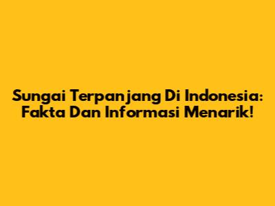 Sungai Terpanjang Di Indonesia: Fakta Dan Informasi Menarik!
