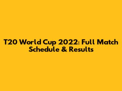 T20 World Cup 2022: Full Match Schedule & Results