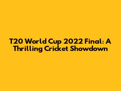 T20 World Cup 2022 Final: A Thrilling Cricket Showdown