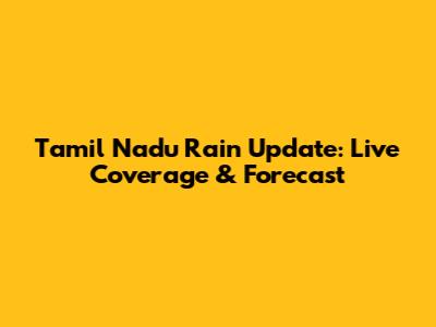 Tamil Nadu Rain Update: Live Coverage & Forecast