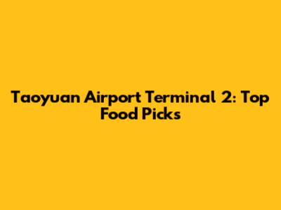 Taoyuan Airport Terminal 2: Top Food Picks