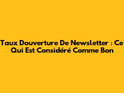Taux D'ouverture De Newsletter : Ce Qui Est Considéré Comme Bon