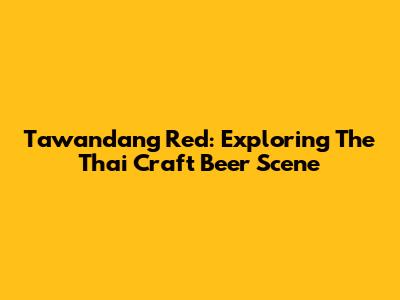 Tawandang Red: Exploring The Thai Craft Beer Scene