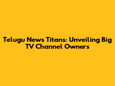 Telugu News Titans: Unveiling Big TV Channel Owners