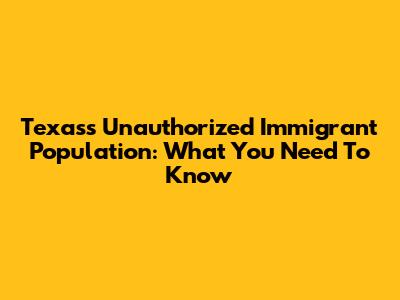 Texas's Unauthorized Immigrant Population: What You Need To Know