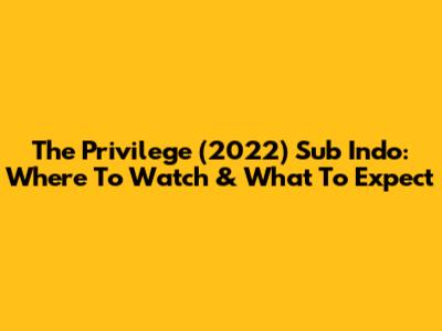 The Privilege (2022) Sub Indo: Where To Watch & What To Expect