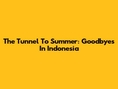 The Tunnel To Summer: Goodbyes In Indonesia