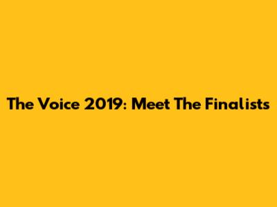 The Voice 2019: Meet The Finalists