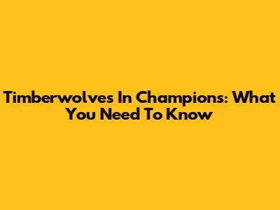 Timberwolves In Champions: What You Need To Know