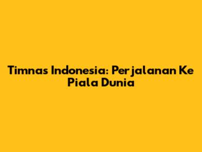 Timnas Indonesia: Perjalanan Ke Piala Dunia