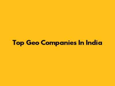 Top Geo Companies In India