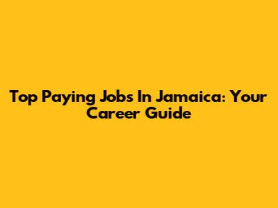 Top Paying Jobs In Jamaica: Your Career Guide