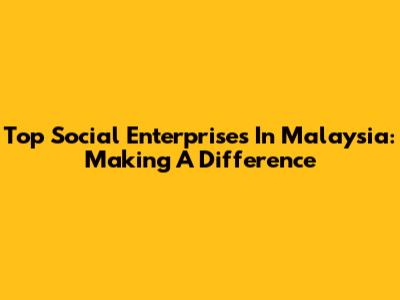 Top Social Enterprises In Malaysia: Making A Difference