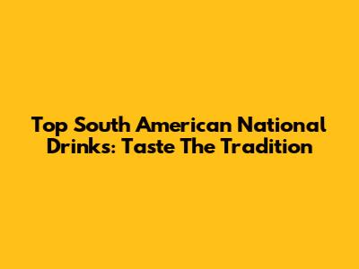 Top South American National Drinks: Taste The Tradition