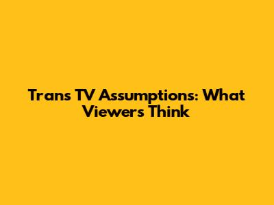 Trans TV Assumptions: What Viewers Think