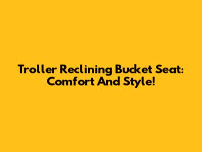 Troller Reclining Bucket Seat: Comfort And Style!