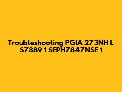 Troubleshooting PGIA 273NH L S7889 1 SEPH7847NSE 1