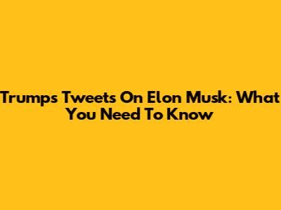 Trump's Tweets On Elon Musk: What You Need To Know