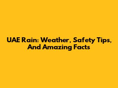 UAE Rain: Weather, Safety Tips, And Amazing Facts
