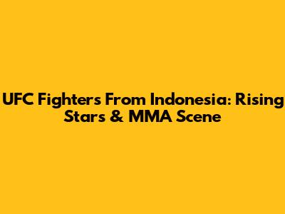 UFC Fighters From Indonesia: Rising Stars & MMA Scene
