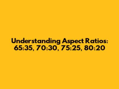 Understanding Aspect Ratios: 65:35, 70:30, 75:25, 80:20