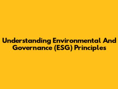Understanding Environmental And Governance (ESG) Principles