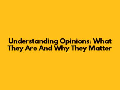 Understanding Opinions: What They Are And Why They Matter
