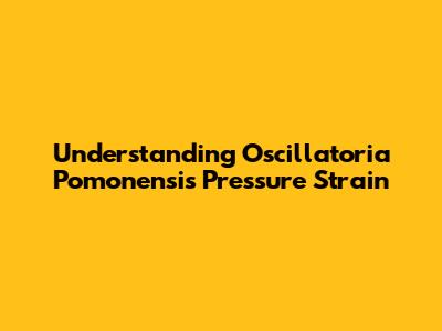 Understanding Oscillatoria Pomonensis Pressure Strain