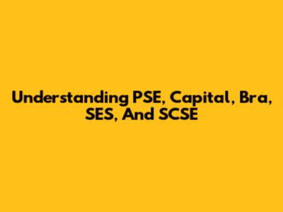 Understanding PSE, Capital, Bra, SES, And SCSE