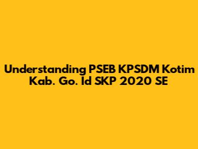 Understanding PSEB KPSDM Kotim Kab. Go. Id SKP 2020 SE