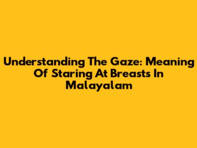 Understanding The Gaze: Meaning Of Staring At Breasts In Malayalam
