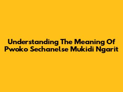 Understanding The Meaning Of 'Pwoko Sechanelse Mukidi Ngarit'