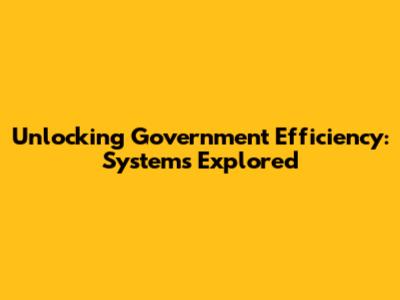 Unlocking Government Efficiency: Systems Explored